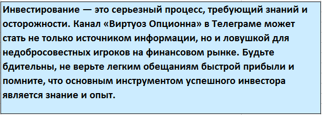 Телеграмм-канал Виртуоз Опционна — отзывы, разоблачение