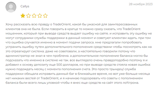 Проект Trade Orient — отзывы, разоблачение