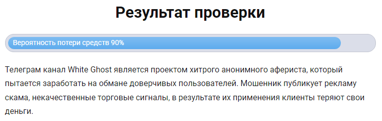 Телеграмм-канал White Ghost — отзывы, разоблачение