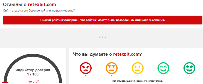 Проект Retexbit — отзывы, разоблачение